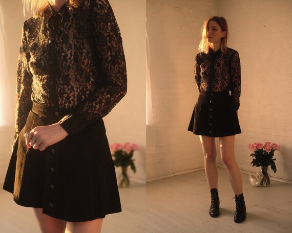 Black Lace Button Up