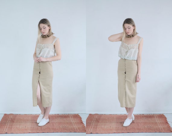 Khaki Button Up Skirt
