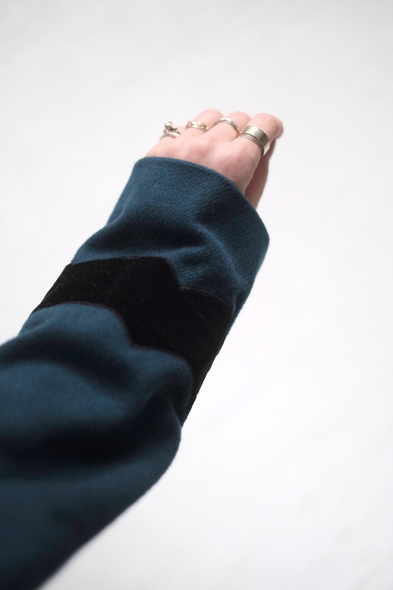 Teal Swing Coat Vintage 1990s Does 1960s Aqua Wool Jacket Oversize Jewel Tone Green Feminine Mid Length Emerald Velvet Trim Overcoat