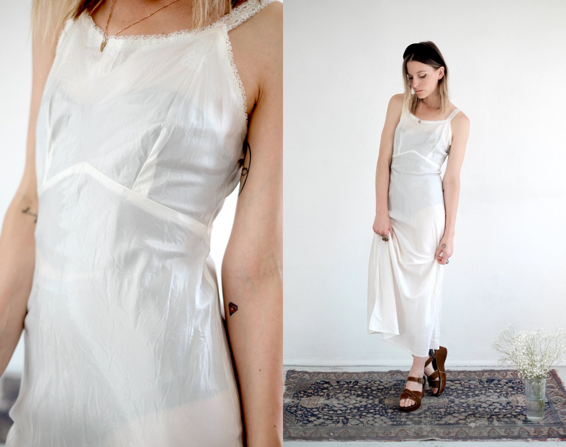 floor length white slip