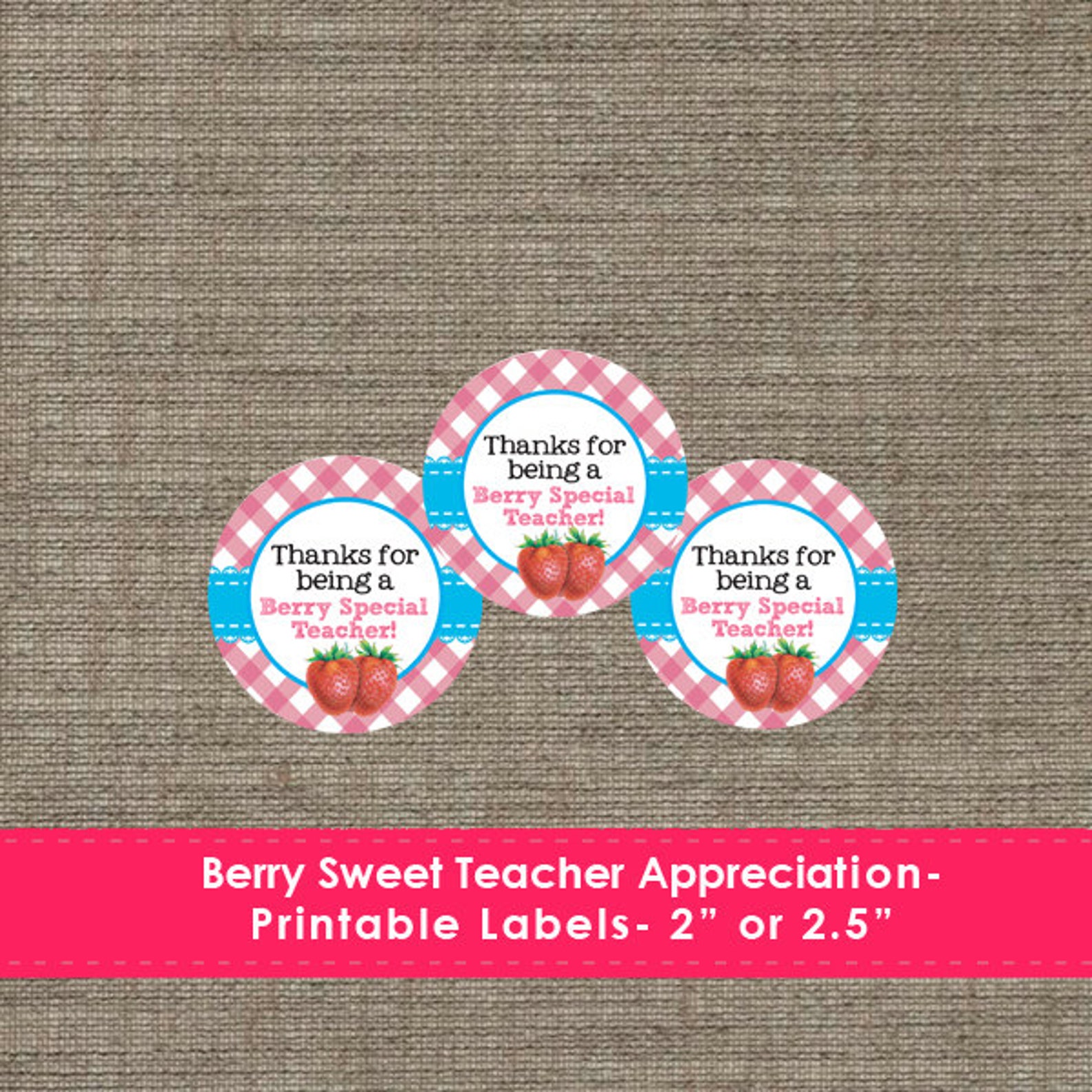 Berry Sweet Teacher Appreciation Water Bottle Labels Etsy