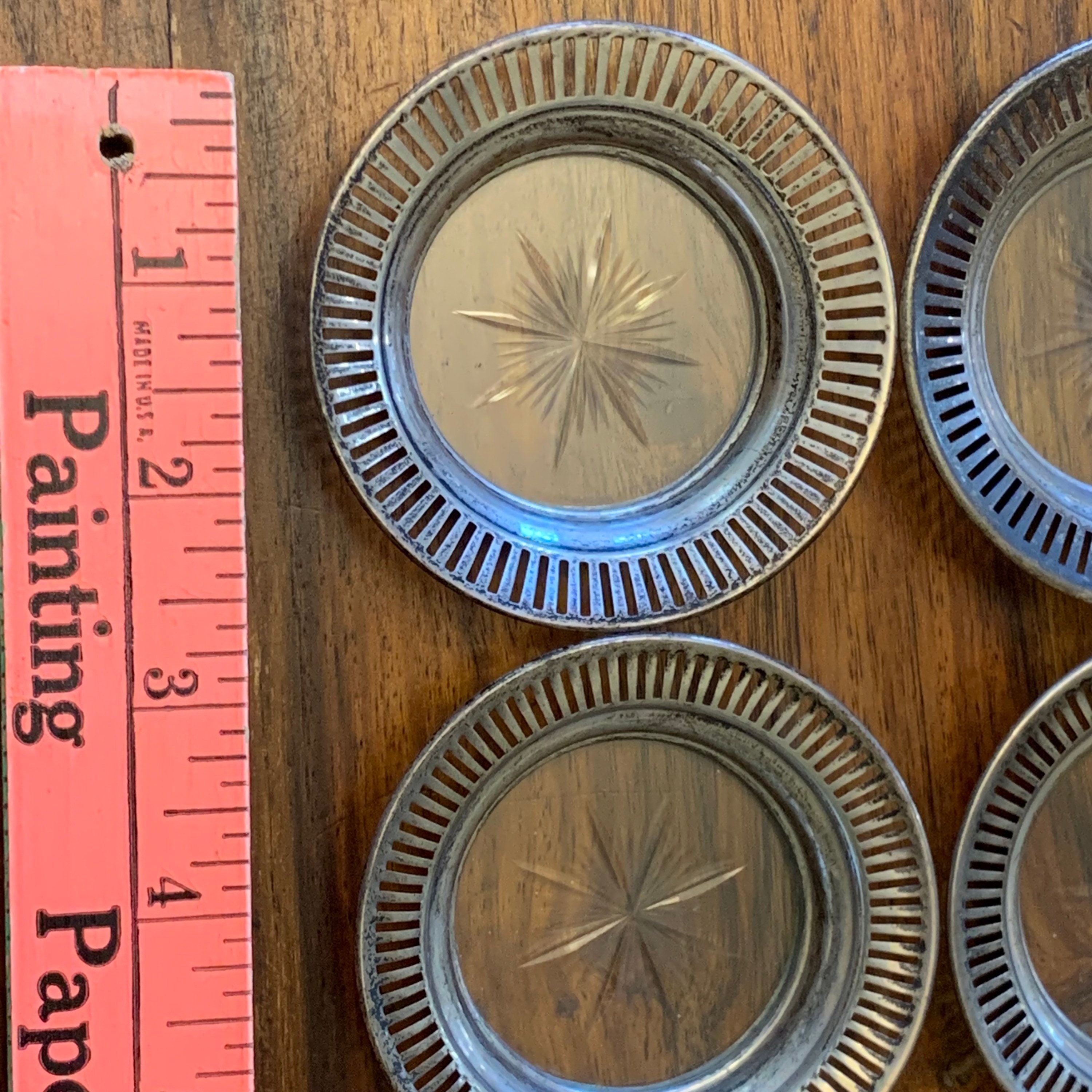 Sterling Glass Coasters - Etched - Starburst - Reticulated