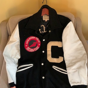 Religious Cross Embroidered Varsity Jacket