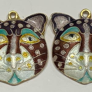 Laurel Burch Cat Earrings – Rare – Enamel – Purple – Turquoise – Gold – Pink – Silver - Vintage