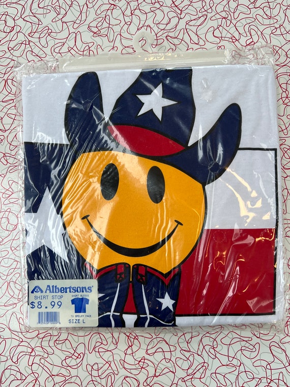 Smiley Face T Shirt - Cowboy - Texas - Patriotic -