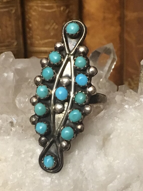 Unique Vintage Native American Zuni Turquoise Sterling Silver Sunface Ring Unique Vintage Native American Zuni Turquoise Sterling Silver Sunface Ring