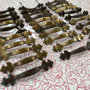 Drawer - Cabinet - Pulls - Hardware - Set of 33 - Mid Century - Metal - Brass - Vintage