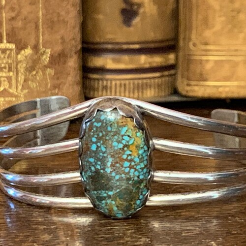 Sterling Turquoise Cuff - Blue - Brown - Copper - Hubei - Banded - Speckled shops - Bracelet - Southwest Style - Native Style