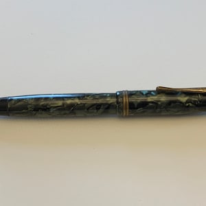 Montblanc Pen - Danish - Button Filler - Green Pearl - Marbled - 224 - 14K - Rare - Vintage Fountain Pen - X1