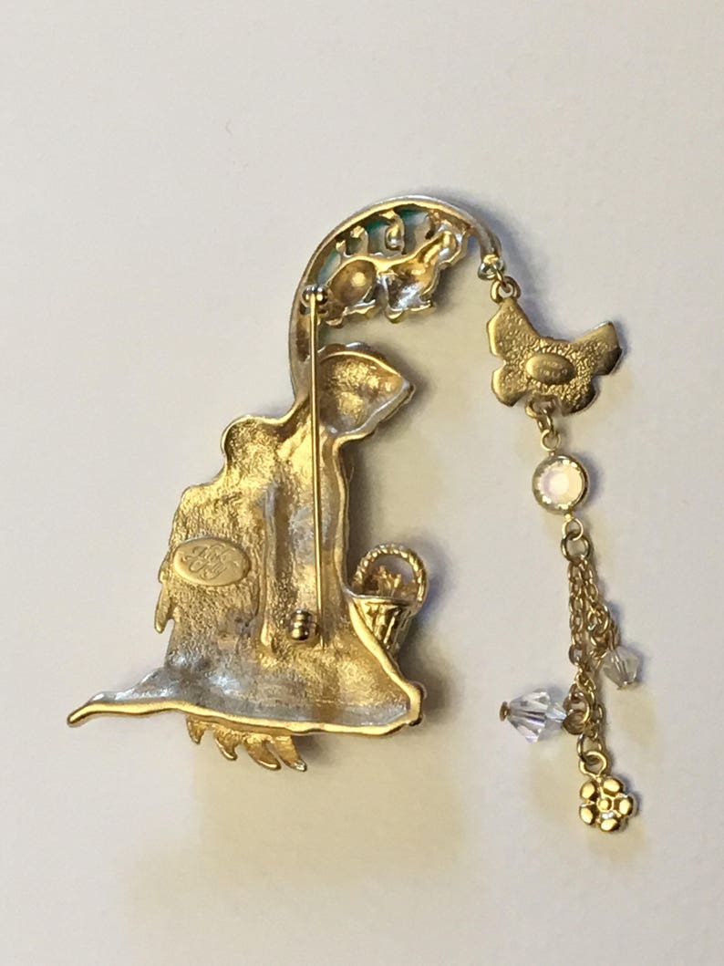 Butterfly Fairy Rare Basket Kirks Folly Brooch Vintage Bluebell Fairy Flowers