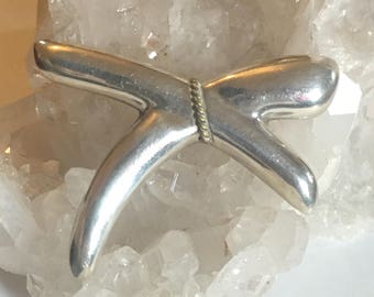 Taxco Sterling Brooch - Pin - X - Cruz - Modernista - Geométrico - Joyería Vintage - Suroeste - México