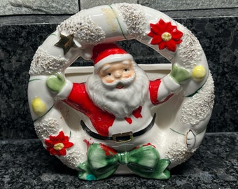 Relpo Santa Planter - Vase - Christmas - Holiday - Ceramic - Collectible - Spaghetti - Rare - As Is - GCC