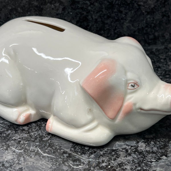 Piggy Bank - Belleek - Ceramic - Pig - Piglet - Rare Coin Bank