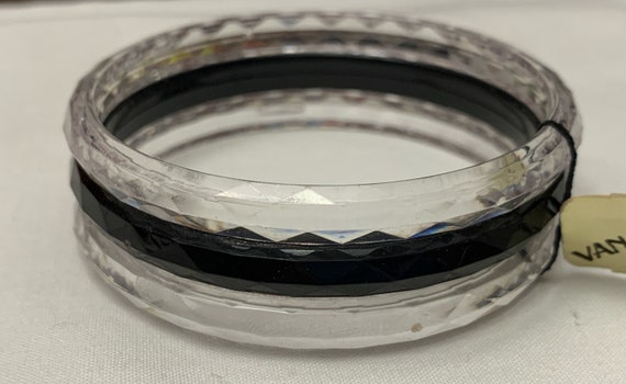 Van Allen Lucite Bangle - Striped - Clear - Acryl… - image 1