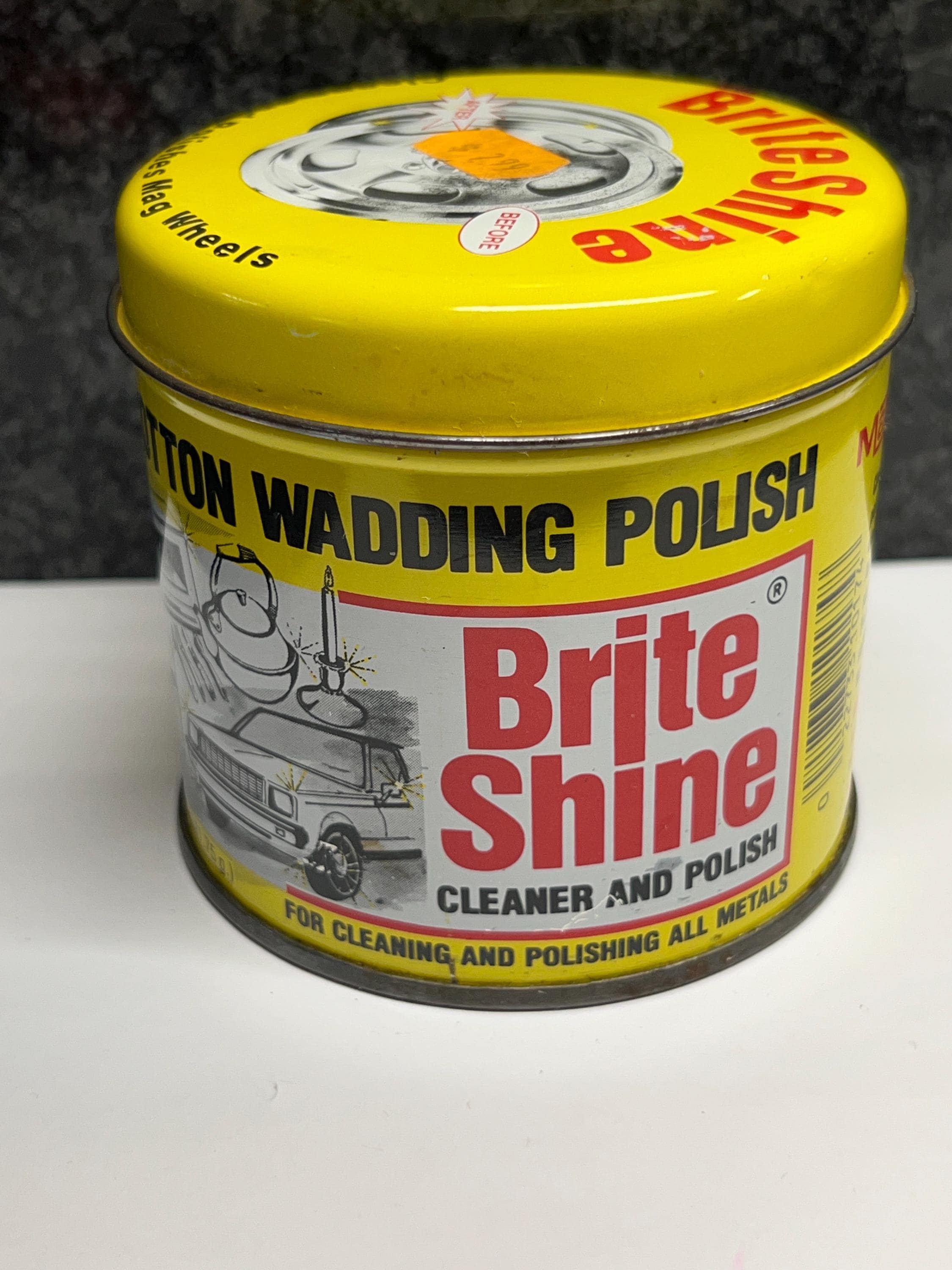 Brite Shine Cotton Wadding Polish - Cleaner - Cleanser - Tin