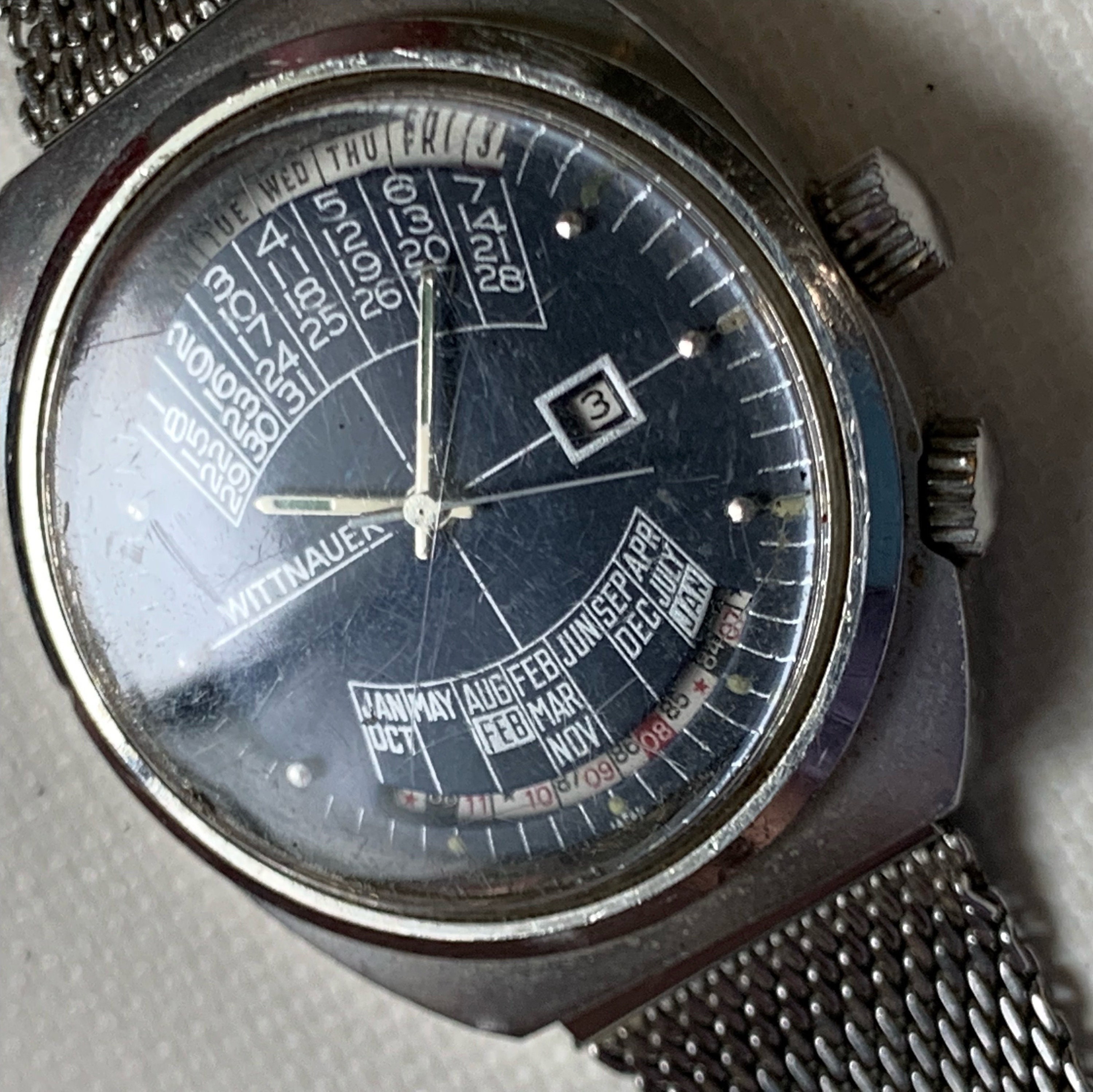 Wittnauer 3000 Wristwatch Perpetual Calendar Retro Blue Etsy