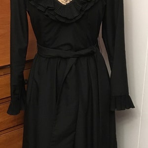 Black Evening Dress - Victor Costa - Eighties - Ruffled - Cocktail Gown - Prom - Vintage Little Black Dress - O1