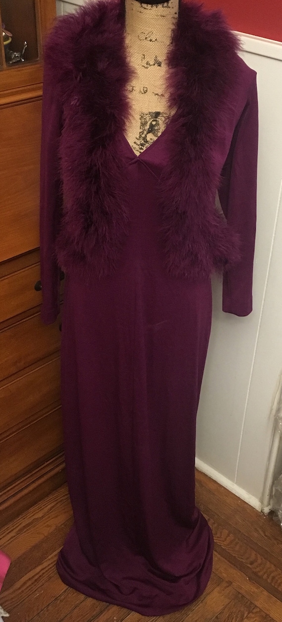 purple evening dress with jacket Purple Tea Length Mother of the Bride Dresses,Chiffon Mother of the Bride Dress with Jacket,MD00051, US22W / Burgundy main image 1