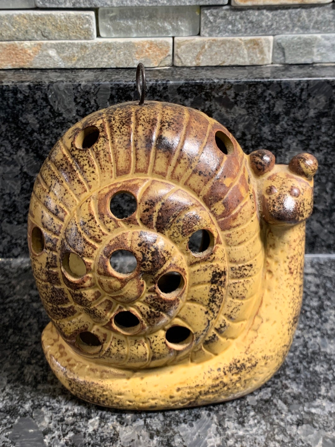 Snail Candle Holder Stoneware Pottery Ceramic Votive Boho Seventies