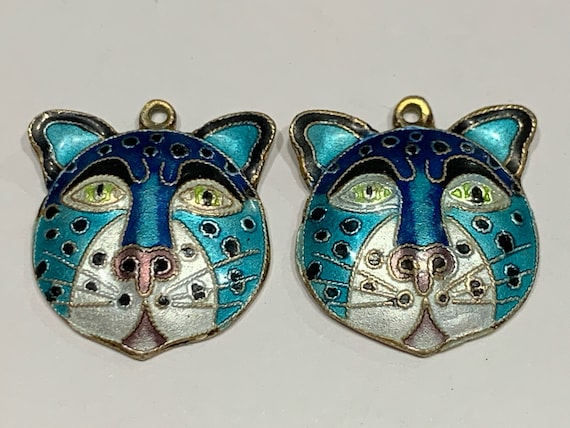 Laurel Burch Cat Earrings - Rare - Enamel - Turqu… - image 1