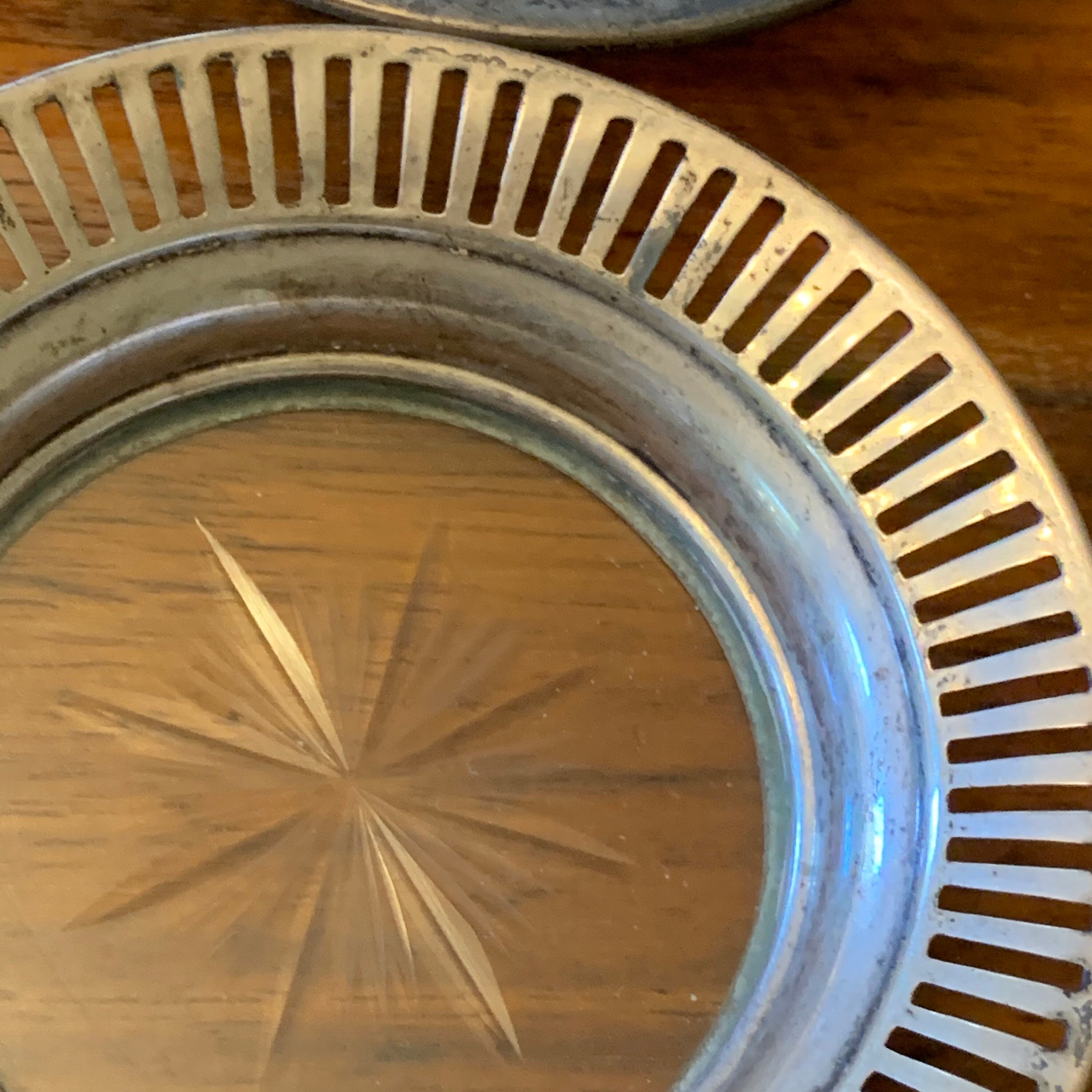 Sterling Glass Coasters - Etched - Starburst - Reticulated