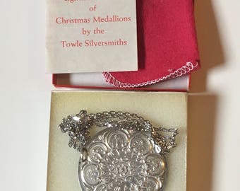 Towle Sterling Medallion - Necklace - Pendant - Silver - Christmas - 1978 - Vintage