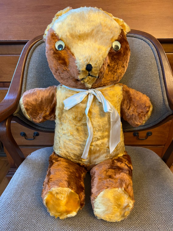 Teddy Bear - Mid Century - Two Toned - Googly Eyes - Large