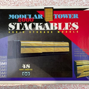 Cassette Storage - Modular - Drawer - Woodgrain - 48 Tapes - Original Box - Music - NOS - 1993