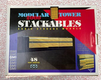 Cassette Storage - Modular - Drawer - Woodgrain - 48 Tapes - Original Box - Music - NOS - 1993