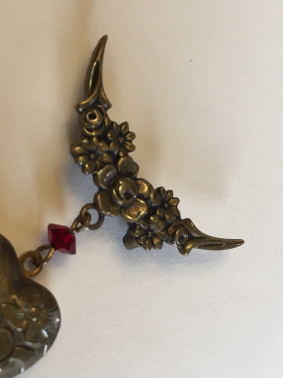 Brooch Locket - Heart - Brass - Victorian Style -… - image 6