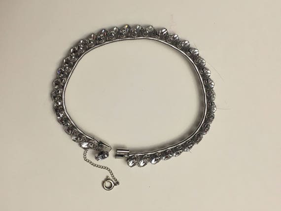 Krementz Rhinestone Bracelet - Marquise Cut - Sil… - image 5