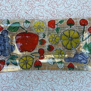 Rare Higgins Glass Tray - Fruit Motif - MCM - Briard Style - Multicolored - X1