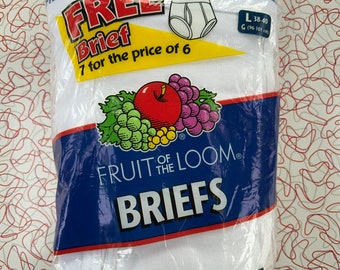 Briefs - Fruit of The Loom - Large - White - NOS - 2001 - Tighty Whities