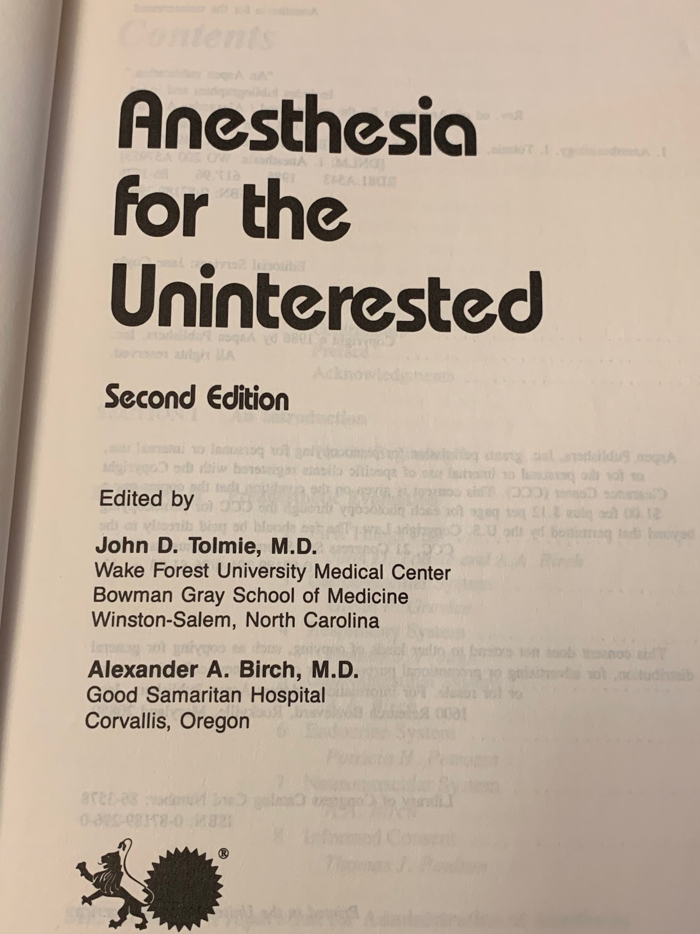 Rare Medical Book Textbook Anesthesia for the Uninterested - Etsy