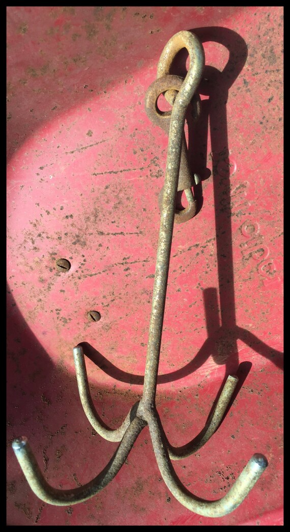 Grappling Hook Hay Hook Barn Hook Four Prong Vintage Etsy