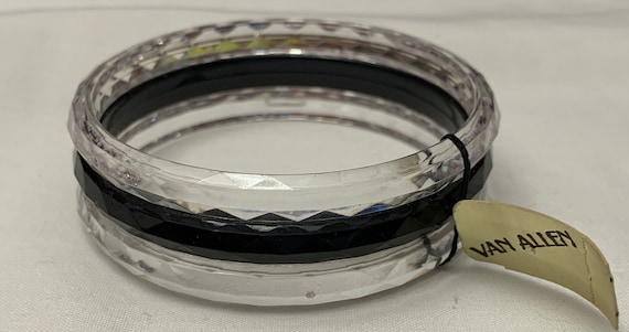 Van Allen Lucite Bangle - Striped - Clear - Acryl… - image 2