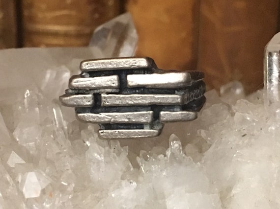 Brutalist Ring - Sterling - Unique - Geometric - … - image 1