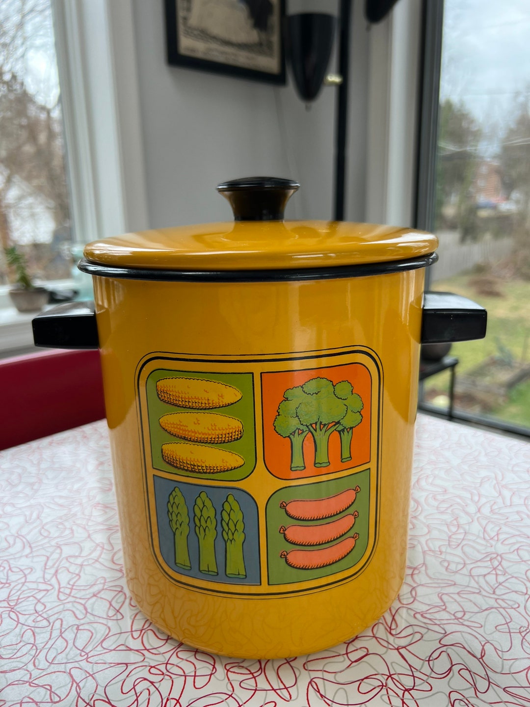 Cookware Stockpot Steamer Yellow Vegetables Motif Etsy