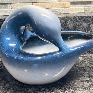 Studio Pottery Bird - Bowl - Server - Planter - Peter Pots - Blue - Ceramic - Collectible - Boho - MCM Decor - X1