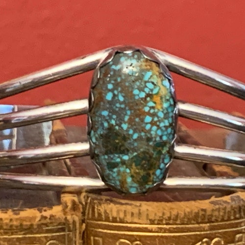Sterling Turquoise Cuff - Blue - Brown - Copper - Hubei - Banded - Speckled shops - Bracelet - Southwest Style - Native Style