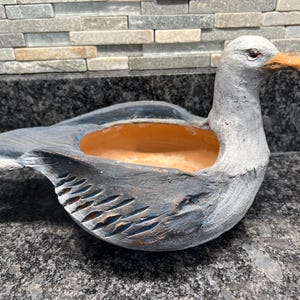 Raku Pottery Seagull Planter - Studio Pottery - Vase - Bowl - Bird - Vintage - X1