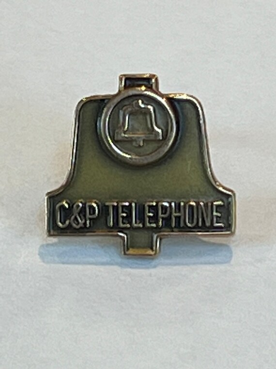 Telephone Service Award Pin - C & P - Phone - 10K… - image 3