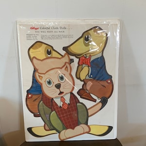 Kellogg’s Advertising Dolls - Cloth - Dog - Cat - 1930’s - WW2 Era - Toys - Cereal - Kids - Collectible - Vintage - T1