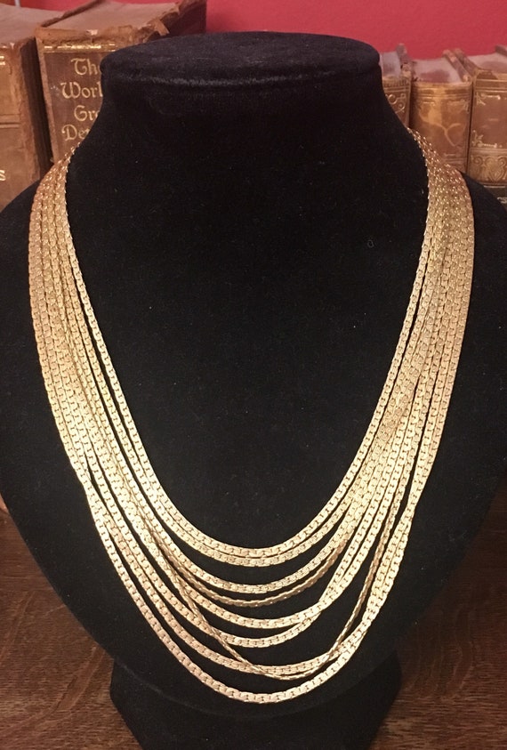 Vendome Multistrand Necklace - Cascade - Gold Tone