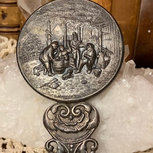 Hand Mirror - Repousse - Hans Jensen - Pocket - Silver Plated - Mid Century - Vintage - H1