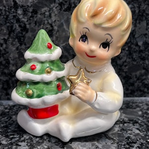 Josef Originals Christmas Boy - Bare Bottom - Tree - Star - Rare Figurine - B1
