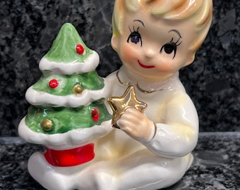 Josef Originals Christmas Boy - Bare Bottom - Tree - Star - Rare Figurine - B1