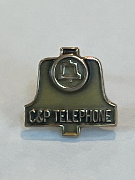 Telephone Service Award Pin - C & P - Phone - 10K… - image 2