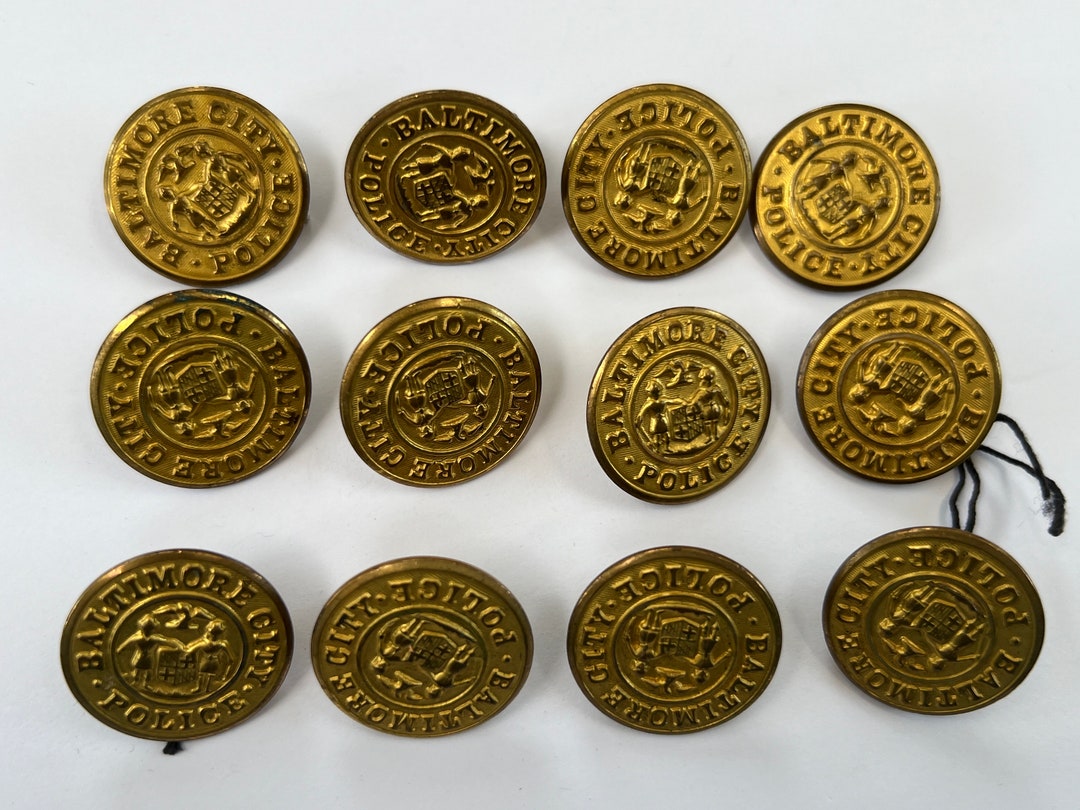 Police Button - Uniform - Lot of 12 - Brass - Baltimore City - Civil ...