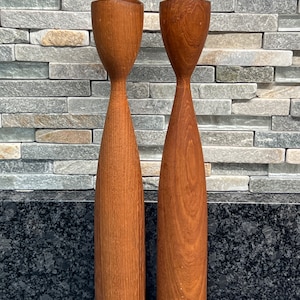 Danish Teak Candleholders - Candlesticks - Candle Holders - MCM Decor - S1